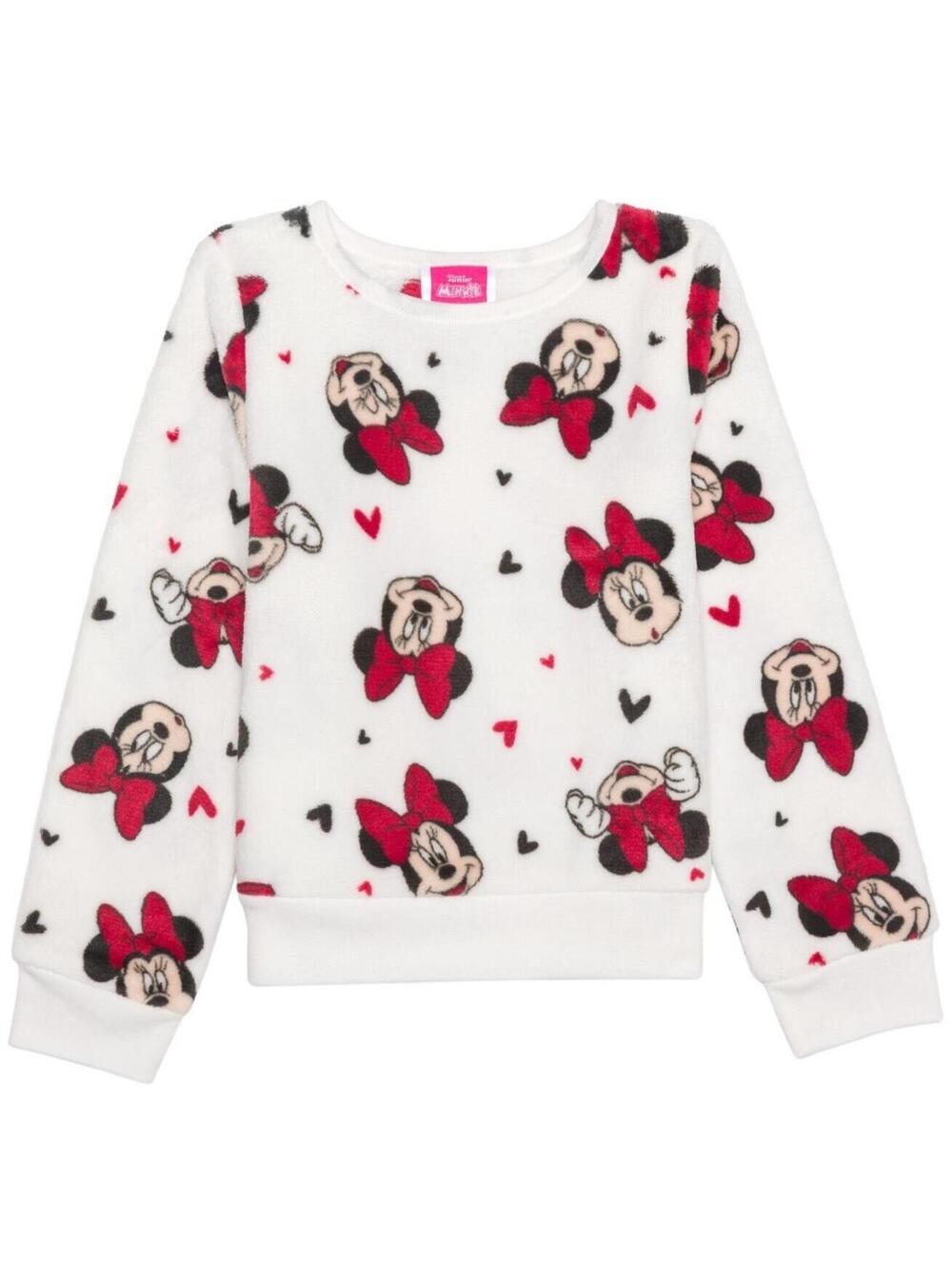 $38 Disney Minnie Mouse Cozy Plush Pullover Sweatshirt Girls Sz M